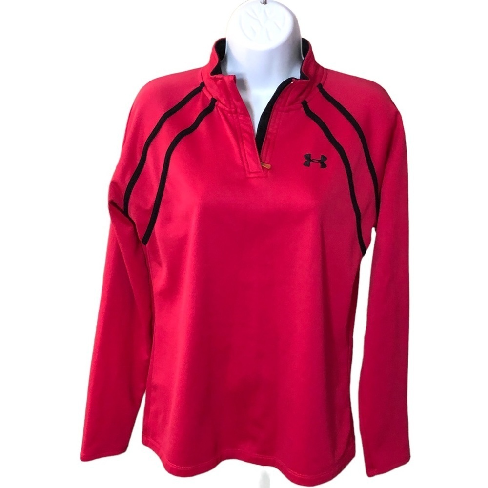 UA Under Armour Hot Pink & Black Long Sleeve Lightweight Fleece Lined Sw…